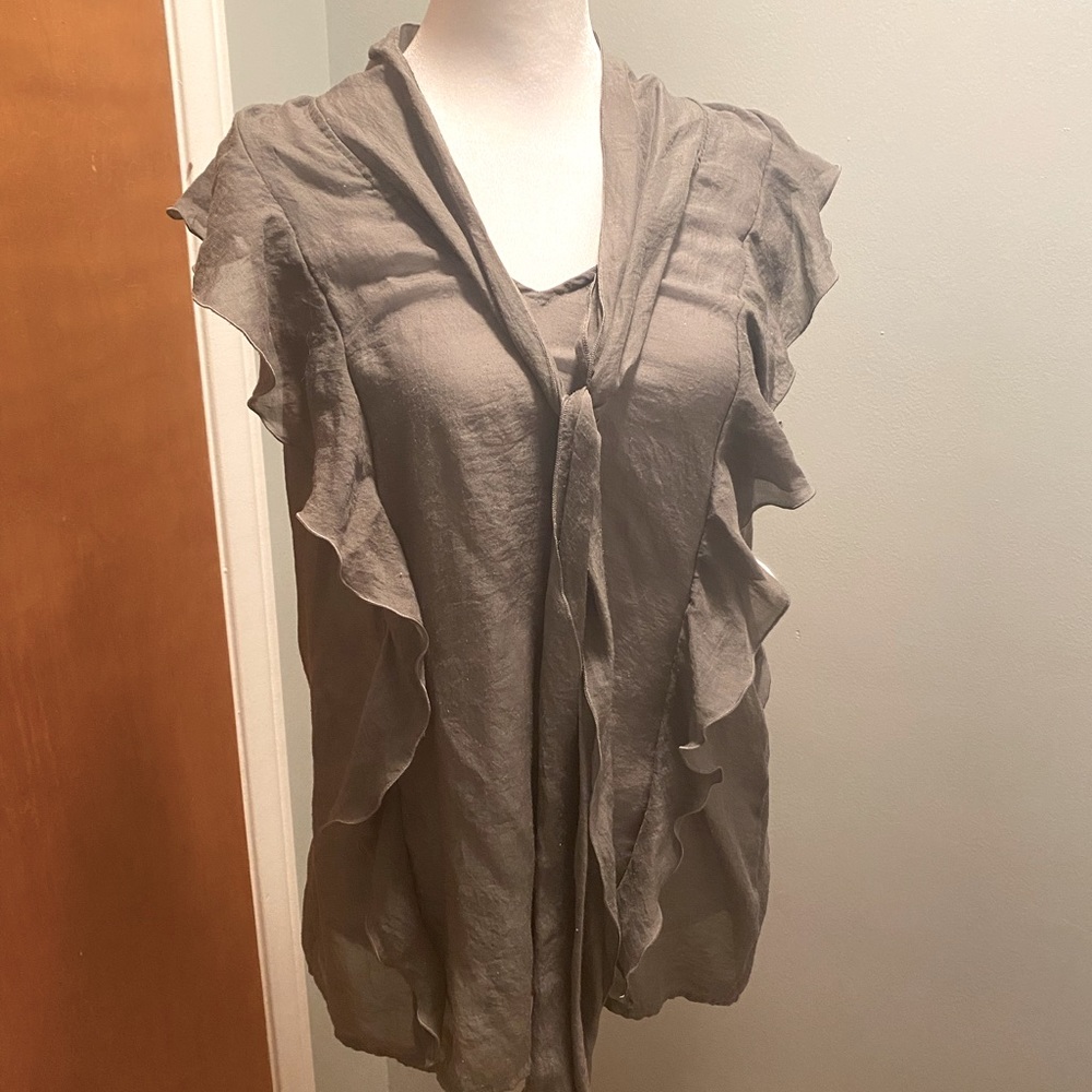 Loft Ruffle Tie Neck Blouse
